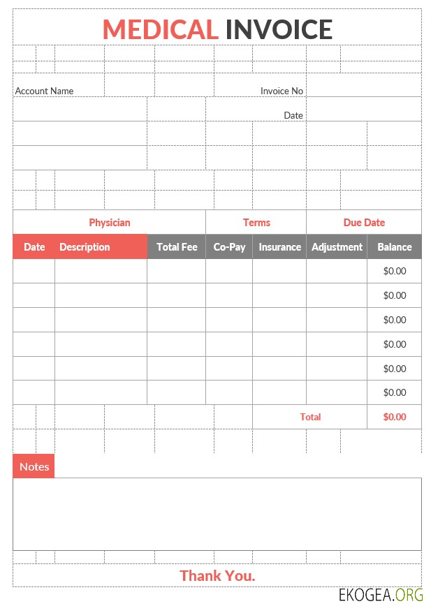 Modèle de facture médicale modifiable